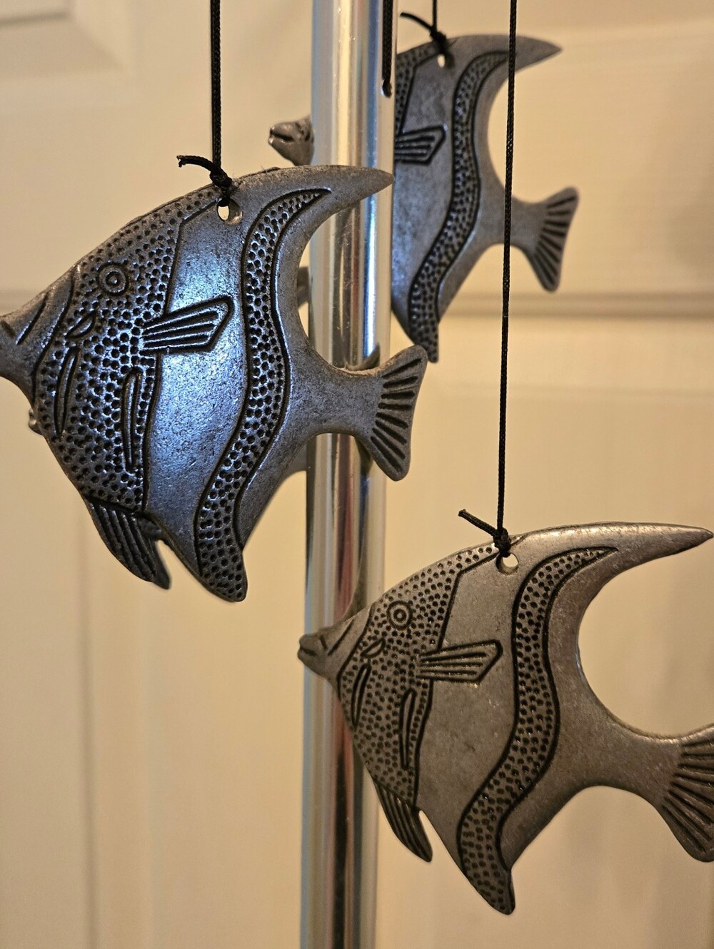 Vintage Patinaed Angel Fish Stainless Steel Wind Chime - Picture 3 of 5